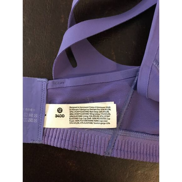 LULULEMON AirSupport Bra High Support Charged Indigo /Lavender Fog - Size 34DD - Picture 9 of 12